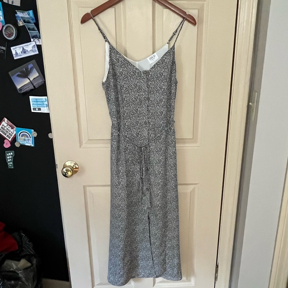 Sienna sky button down Y2K style printed midi sundress with tie waist, sz M jrs